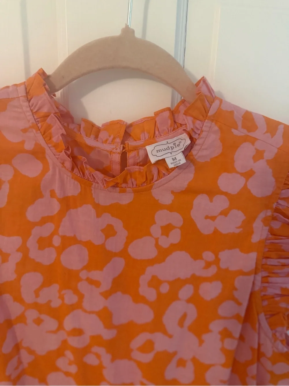Mud Pie Orange and Pink Floral Ruffle Maxi Dress